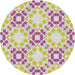 Round Patterned Tulip Pink Novelty Rug, pat1332