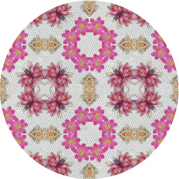 Round Patterned Dark White Beige Novelty Rug, pat1334