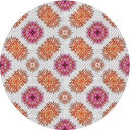 Round Machine Washable Transitional Cherry Red Rug, wshpat1335