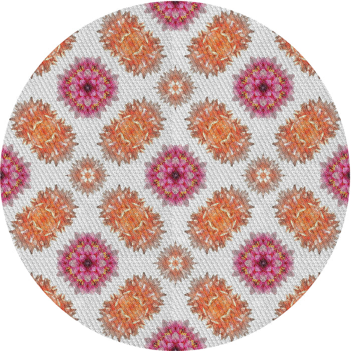 Round Patterned Cherry Red Novelty Rug, pat1335