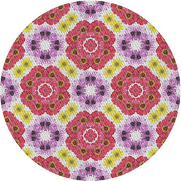 Round Machine Washable Transitional Bright Maroon Red Rug, wshpat1336