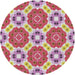 Round Patterned Bright Maroon Red Novelty Rug, pat1336