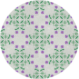 Round Patterned Light Rose Green Novelty Rug, pat1338
