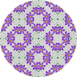 Round Machine Washable Transitional Purple Flower Purple Rug, wshpat1339