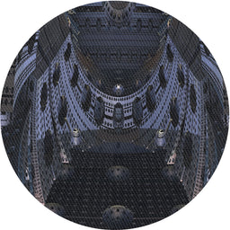 Round Patterned Mist Blue Novelty Rug, pat1356