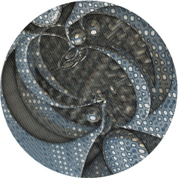 Round Patterned Silver Gray Novelty Rug, pat1358