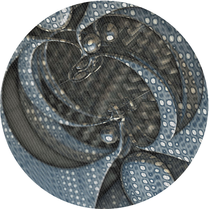 Round Patterned Silver Gray Novelty Rug, pat1358