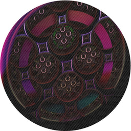 Round Machine Washable Transitional Midnight Gray Rug, wshpat1359