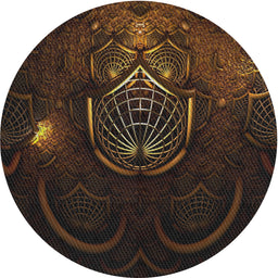 Round Machine Washable Transitional Brown Rug, wshpat1360