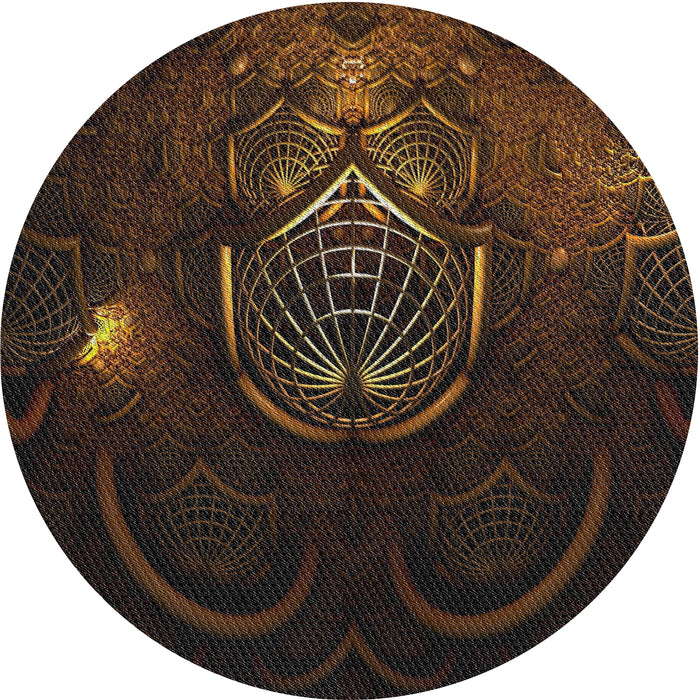 Round Machine Washable Transitional Brown Rug, wshpat1360