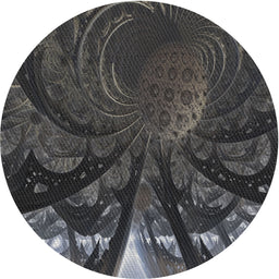 Round Patterned Mid Gray Novelty Rug, pat1361