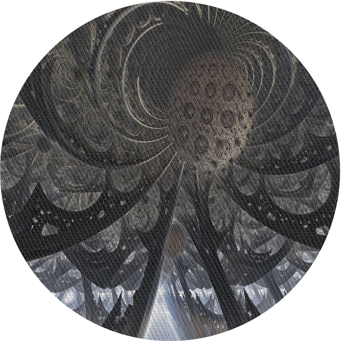 Round Patterned Mid Gray Novelty Rug, pat1361