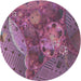 Round Patterned Dark Raspberry Purple Novelty Rug, pat1366