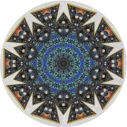 Round Patterned Platinum Silver Gray Novelty Rug, pat1367