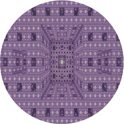 Round Machine Washable Transitional Purple Rug, wshpat1368