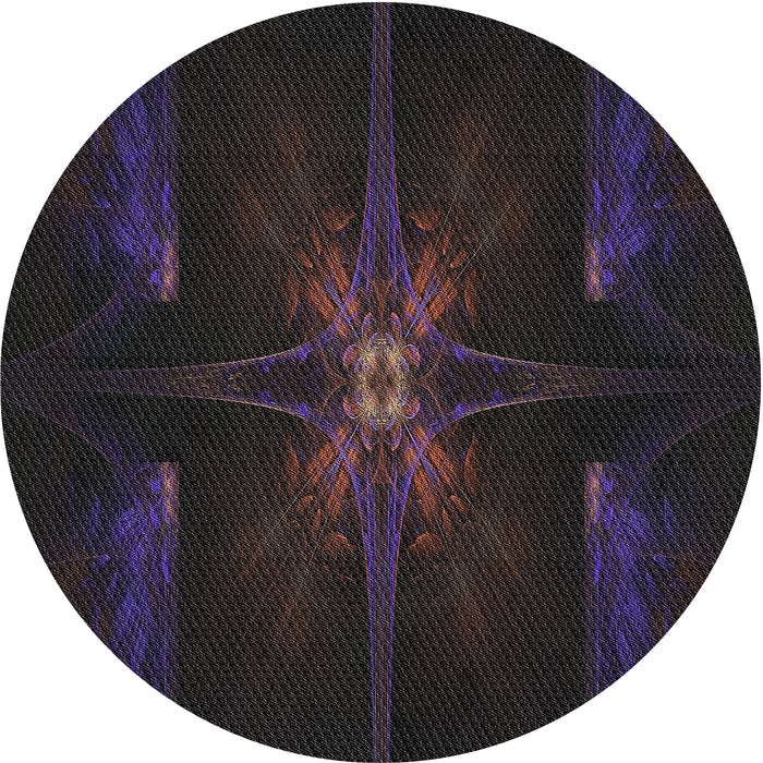 Round Machine Washable Transitional Black Rug, wshpat1369