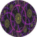Round Machine Washable Transitional Purple Rug, wshpat1370