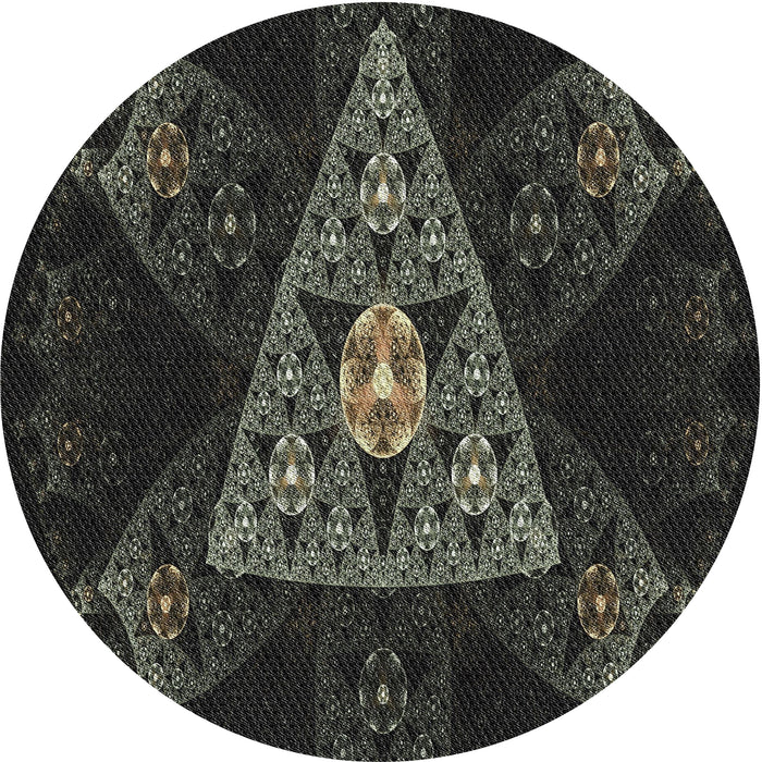 Round Patterned Black Novelty Rug, pat1373
