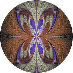 Round Machine Washable Transitional Dark Almond Brown Rug, wshpat1378