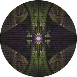 Round Patterned Black Novelty Rug, pat1381