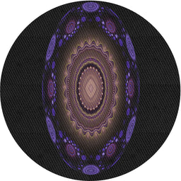 Round Machine Washable Transitional Black Rug, wshpat1382