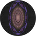 Round Patterned Black Novelty Rug, pat1382