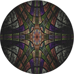 Round Patterned Black Novelty Rug, pat1383