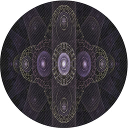 Round Machine Washable Transitional Black Rug, wshpat1387