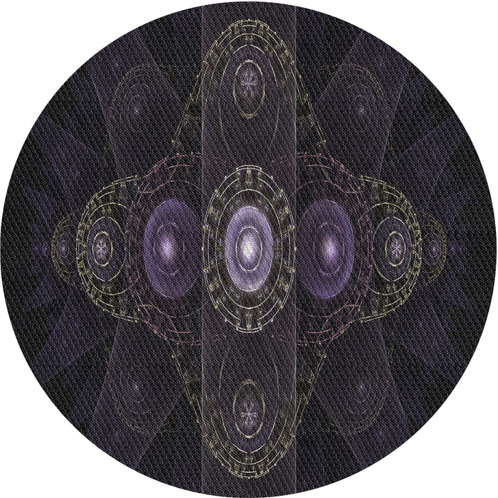 Round Machine Washable Transitional Black Rug, wshpat1387