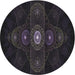 Round Patterned Black Novelty Rug, pat1387