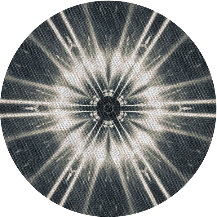 Round Machine Washable Transitional Dark Gray Rug, wshpat138