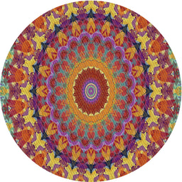 Round Machine Washable Transitional Camel Brown Rug, wshpat1391