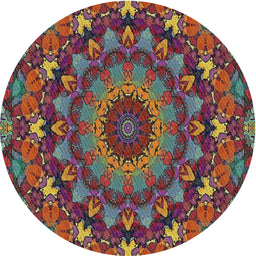 Round Machine Washable Transitional Brown Rug, wshpat1392