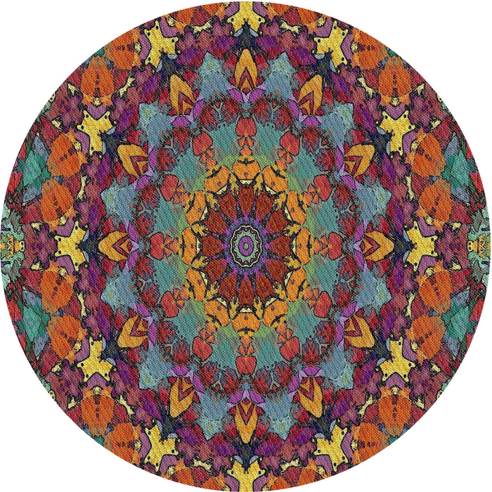 Round Machine Washable Transitional Brown Rug, wshpat1392