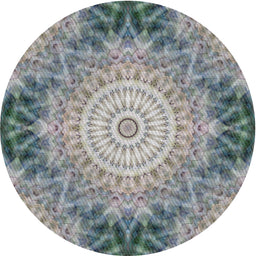 Round Patterned Silver Gray Novelty Rug, pat1393
