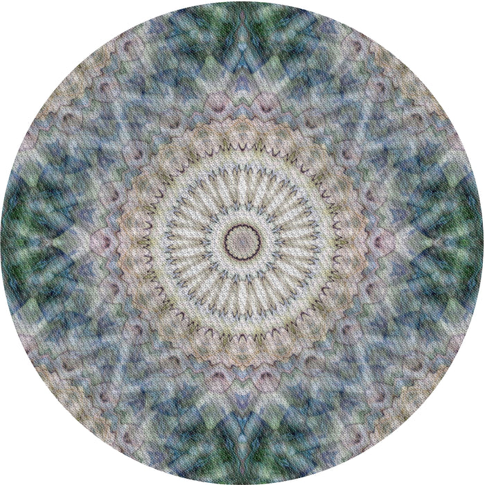 Round Patterned Silver Gray Novelty Rug, pat1393