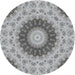 Round Patterned Ash Gray Novelty Rug, pat1394