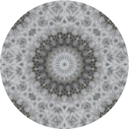 Round Machine Washable Transitional Ash Gray Rug, wshpat1394