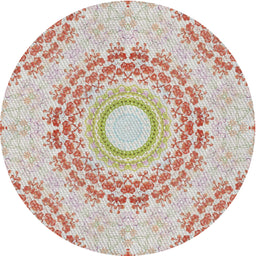 Round Patterned Orange Salmon Pink Novelty Rug, pat1395