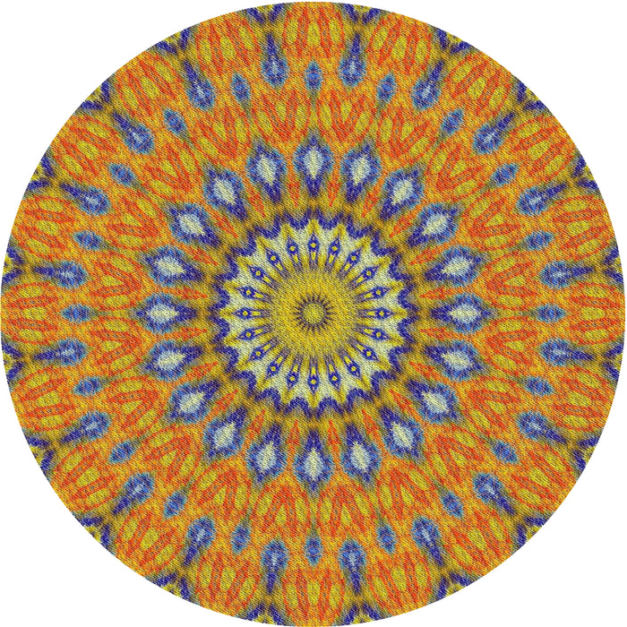 Round Machine Washable Transitional Chestnut Brown Rug, wshpat1397