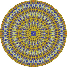 Round Patterned Metallic Gold Novelty Rug, pat1398
