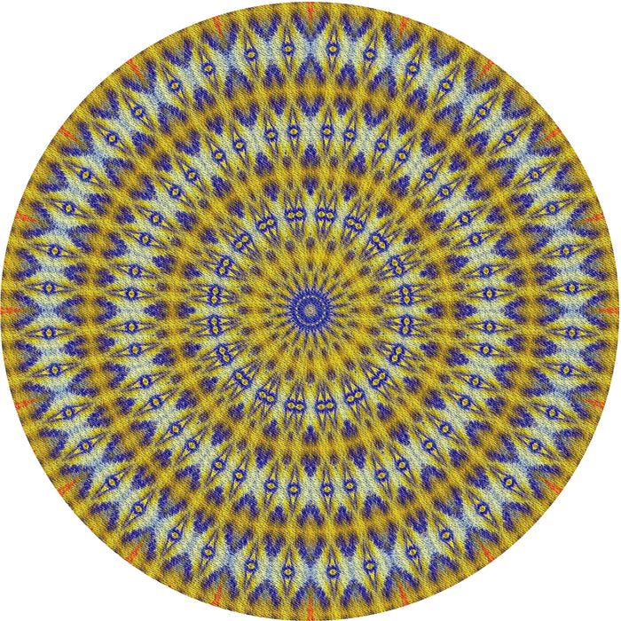 Round Patterned Metallic Gold Novelty Rug, pat1398