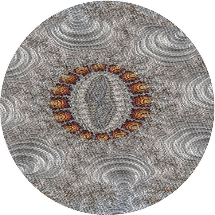 Round Patterned Gray Novelty Rug, pat1400