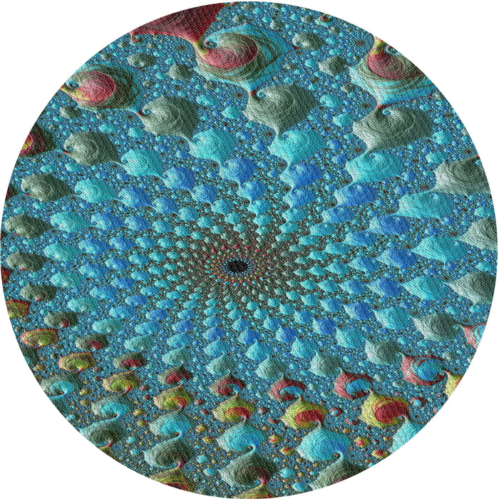 Round Machine Washable Transitional Dark Blue Grey Blue Rug, wshpat1405