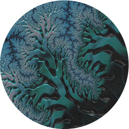 Round Machine Washable Transitional Deep-Sea Green Rug, wshpat1409