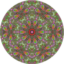 Round Machine Washable Transitional Velvet Maroon Purple Rug, wshpat1410