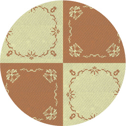 Round Machine Washable Transitional Gold Rug, wshpat1413