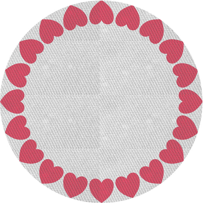 Round Patterned Tulip Pink Novelty Rug, pat1414