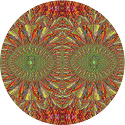 Round Machine Washable Transitional Brass Green Rug, wshpat141