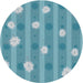 Round Machine Washable Transitional Diamond Blue Rug, wshpat1423